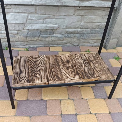 Мангал з кришкою на 12 шампурів 4мм для барбекю та шашликів. Дерев'яні полиці, знімні ніжки, решітка-гриль, совок та кочерга