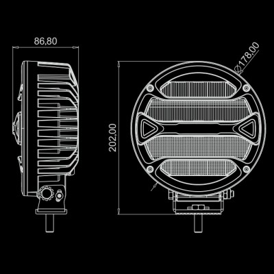 Фара додаткового світла DriveX WL R-101 DLX 7" SP+DRL 18L-90W OSR  Серія - робоче світло