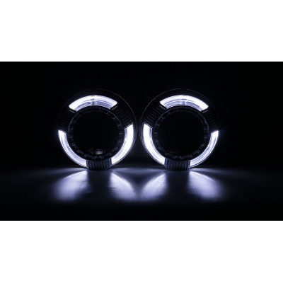 Маска декоративна для автомобільних фар DriveX MS A-101 3.0" Silver White з вбудованою підсвіткою