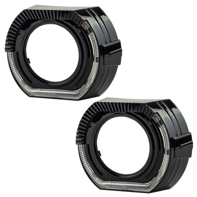 Маска декоративна для автомобільних фар DriveX MS A-103 3.0" Black White+Yellow з вбудованою підсвіткою