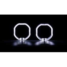 Маска декоративна для автомобільних фар DriveX MS A-104 2.5" Black White+Yellow з вбудованою підсвіткою