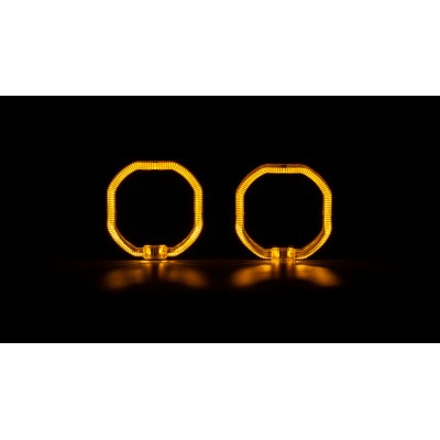 Маска декоративна для автомобільних фар DriveX MS A-104 2.5" Black White+Yellow з вбудованою підсвіткою