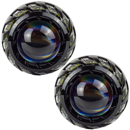 Маска декоративна для автомобільних фар DriveX MS A-107 3.0" Black White+Yellow з вбудованою підсвіткою