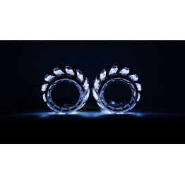 Маска декоративна для автомобільних фар DriveX MS A-107 3.0" Black White+Yellow з вбудованою підсвіткою