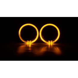 Маска декоративна для автомобільних фар DriveX MS A-105 3.0" Silver White+Yellow з вбудованою підсвіткою