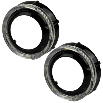 Маска декоративна для автомобільних фар DriveX MS A-105 3.0" Black White+Yellow з вбудованою підсвіткою