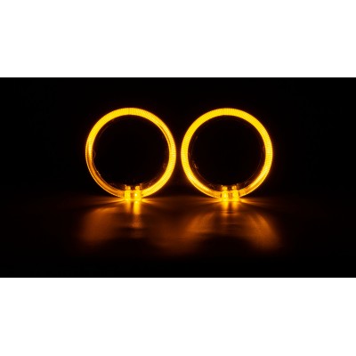 Маска декоративна для автомобільних фар DriveX MS A-105 3.0" Black White+Yellow з вбудованою підсвіткою