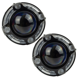 Маска декоративна для автомобільних фар DriveX MS A-106 3.0" Black White+Yellow з вбудованою підсвіткою