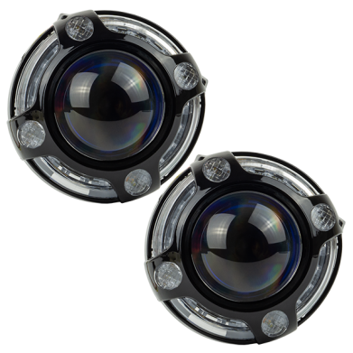 Маска декоративна для автомобільних фар DriveX MS A-106 3.0" Black White+Yellow з вбудованою підсвіткою