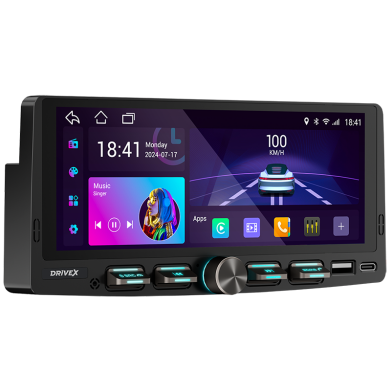 Автомобільний мультимедійний центр 1-Din 7" з бездротовим CarPlay та Android Auto - DriveX AND-7500 4xCores 2/32GB 4x45W  - Android 10.0