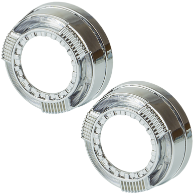 Маска декоративна для автомобільних фар DriveX MS A-101 3.0" Silver White+Yellow з вбудованою підсвіткою