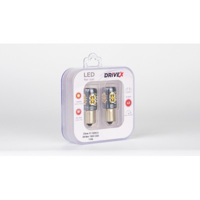 Світлодіоди в габаритні вогні. Підсвітку номера та салона DriveX Glow X1 S25(1) Amber 12-24V 10W CAN 1200Lm 1156/P21W BA15S d-15mm к-т.