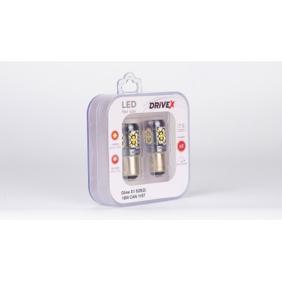 Світлодіоди в габаритні вогні. Підсвітку номера та салона DriveX Glow X1 S25(2) 12-24V 10W CAN 1200Lm 1157/P21/5W BAY15D d-15mm к-т.