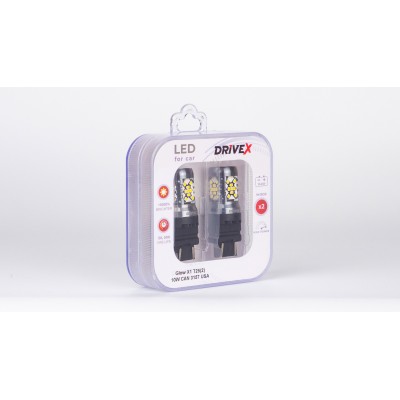 Світлодіоди в габаритні вогні. Підсвітку номера та салона DriveX Glow X1 T25(2) 12-24V 10W CAN 1200Lm 3157/P27/7W base-16mm USA к-т.