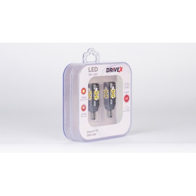 Світлодіоди в габаритні вогні. Підсвітку номера та салона DriveX Glow X1 T15 12-24V 10W CAN 1000Lm W16W d-10mm к-т.