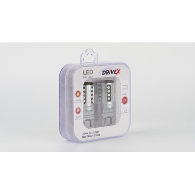 Світлодіоди в габаритні вогні. Підсвітку номера та салона DriveX Glow UL1 T25(2) 9-48V 30W CAN 2600Lm 3157/P27/7W base-16mm USA к-т.
