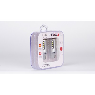 Світлодіоди в габаритні вогні. Підсвітку номера та салона DriveX Glow UL1 T20(1) 9-48V 30W CAN 2600Lm 7440/W21W base-16mm EU к-т.