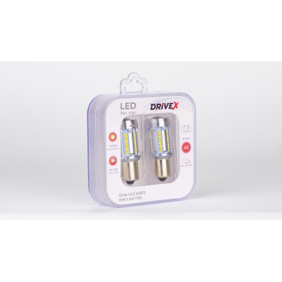 Світлодіоди в габаритні вогні. Підсвітку номера та салона DriveX Glow UL2 S25(1) 12V 15W CAN 2600Lm 1156/P21W BA15S d-15mm к-т.
