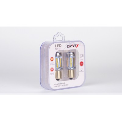 Світлодіоди в габаритні вогні. Підсвітку номера та салона DriveX Glow UL2 S25(1) Amber 12V 15W CAN 2600Lm 1156/P21W BA15S d-15mm к-т.
