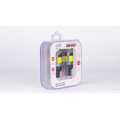 Світлодіоди в габаритні вогні. Підсвітку номера та салона DriveX Glow FAN1 T20(1) 9-48V 30W CAN 3000Lm 7440/W21W base-16mm EU к-т.