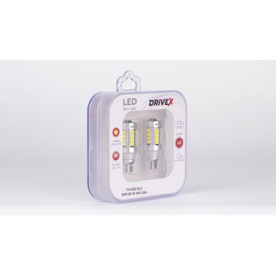 Світлодіоди в габаритні вогні. Підсвітку номера та салона DriveX T15-202 DLX 3030-28 10-16V CAN W16W d-10mm к-т.
