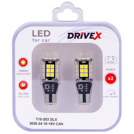 Світлодіоди в габаритні вогні. Підсвітку номера та салона DriveX T15-203 DLX 3030-24 10-16V CAN W16W d-10mm к-т.