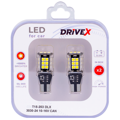 Світлодіоди в габаритні вогні. Підсвітку номера та салона DriveX T15-203 DLX 3030-24 10-16V CAN W16W d-10mm к-т.