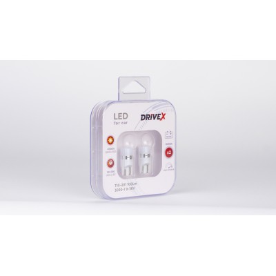 Світлодіоди в габаритні вогні. Підсвітку номера та салона DriveX T10-201 100Lm 3030-1 9-36V W5W base-10mm к-т.