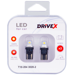 Світлодіоди в габаритні вогні. Підсвітку номера та салона DriveX T10-204 3020-2 9-48V W5W base-10mm к-т.