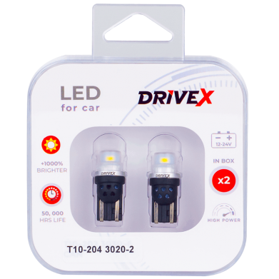 Світлодіоди в габаритні вогні. Підсвітку номера та салона DriveX T10-204 3020-2 9-48V W5W base-10mm к-т.