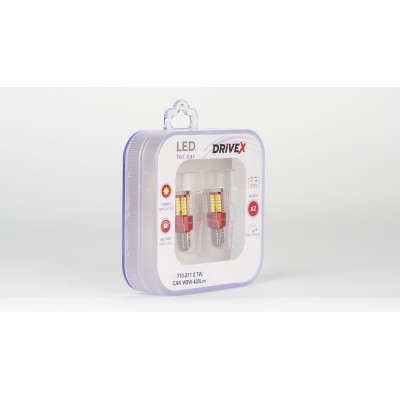 Світлодіоди в габаритні вогні. Підсвітку номера та салона DriveX T10-211 12-24V 2.7W CAN W5W 430Lm base-10mm к-т.