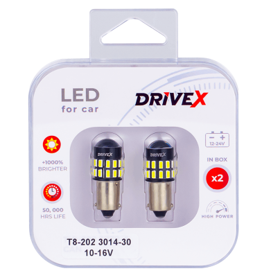 Світлодіоди в габаритні вогні. Підсвітку номера та салона DriveX T8-202 3014-30 10-16V BA9S/T4W d-9mm к-т.