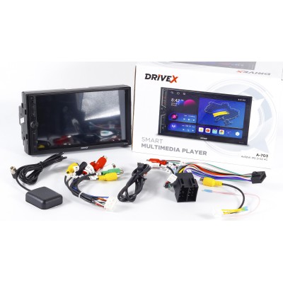 Автомобільний мультимедійний центр 2-Din 7" з бездротовим CarPlay та Android Auto - DriveX A-703 2+32 4C 4x50W(TDA7851)