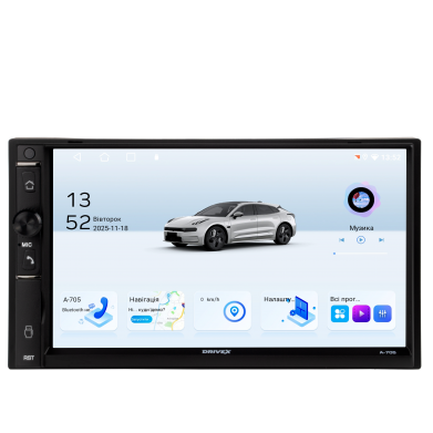Автомобільний мультимедійний центр 2-Din 7" з бездротовим CarPlay та Android Auto - DriveX A-705 2+32 4C 4x45W