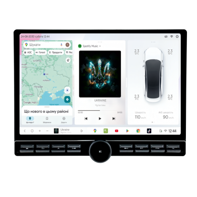 Автомобільний мультимедійний центр 13" з бездротовим CarPlay та Android AutoS7+ 2K QLED Piano 13" 8x2.7GHz 8x128GB 4G AK7808 AB 50W 360° DSP AK7739 VELVET