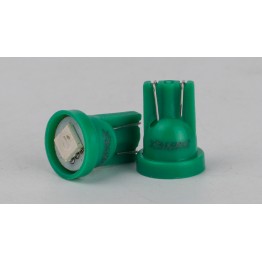 Світлодіоди в габаритні вогні. підсвітку номера та в салон T10-244 Green 12V 0.3W 12Lm W5W base-10mm C