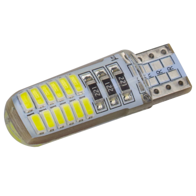 Світлодіоди в габаритні вогні. підсвітку номера та в салон  DriveX T10-065 1.3W 60Lm 12V Silicon W5W base-10mm C