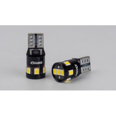 Світлодіоди в габаритні вогні. підсвітку номера та в салон  DriveX T10-255 12V 2W 130Lm W5W base-10mm B