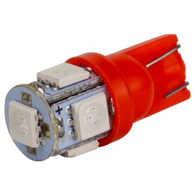 Світлодіоди в габаритні вогні. підсвітку номера та в салон  DriveX T10-265 Red 12V 0.7W 1Lm W5W base-10mm C