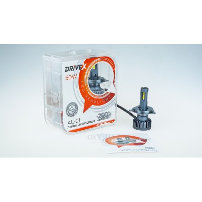 LED лампи автомобільні DriveX AL-01 H4 H/L 6000K LED 50W CAN 12В LED лампи автомобільні DriveX AL-01 H4 H/L 6000K LED 50W CAN 12В