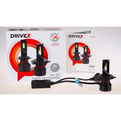 LED лампи автомобільні DriveX AL-03 H4 H/L 6000K LED 45W CAN 12-24В LED лампи автомобільні DriveX AL-03 H4 H/L 6000K LED 45W CAN 12-24В