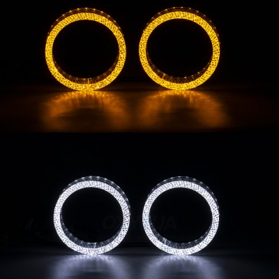 Маска декоративна для автомобільних фар DriveX MS i5-95 3.0" DRL W+Y з вбудованою підсвіткою