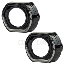 Маска декоративна для автомобільних фар DriveX MS A-103 3.0" Black White+Yellow з вбудованою підсвіткою