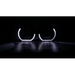 Маска декоративна для автомобільних фар DriveX MS A-103 3.0" Black White+Yellow з вбудованою підсвіткою