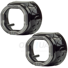 Маска декоративна для автомобільних фар DriveX MS A-104 2.5" Black White з вбудованою підсвіткою