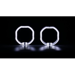 Маска декоративна для автомобільних фар DriveX MS A-104 2.5" Black White+Yellow з вбудованою підсвіткою