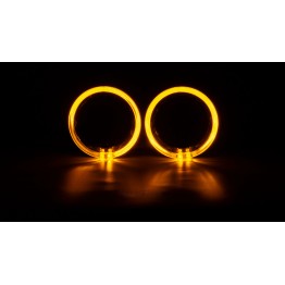 Маска декоративна для автомобільних фар DriveX MS A-105 3.0" Silver White+Yellow з вбудованою підсвіткою