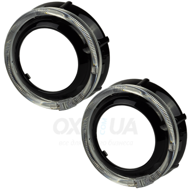 Маска декоративна для автомобільних фар DriveX MS A-105 3.0" Black White+Yellow з вбудованою підсвіткою