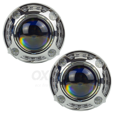 Маска декоративна для автомобільних фар DriveX MS A-106 3.0" Silver White з вбудованою підсвіткою