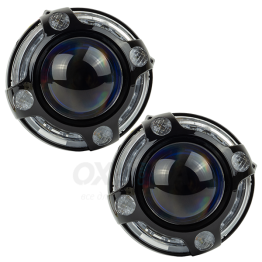 Маска декоративна для автомобільних фар DriveX MS A-106 3.0" Black White з вбудованою підсвіткою